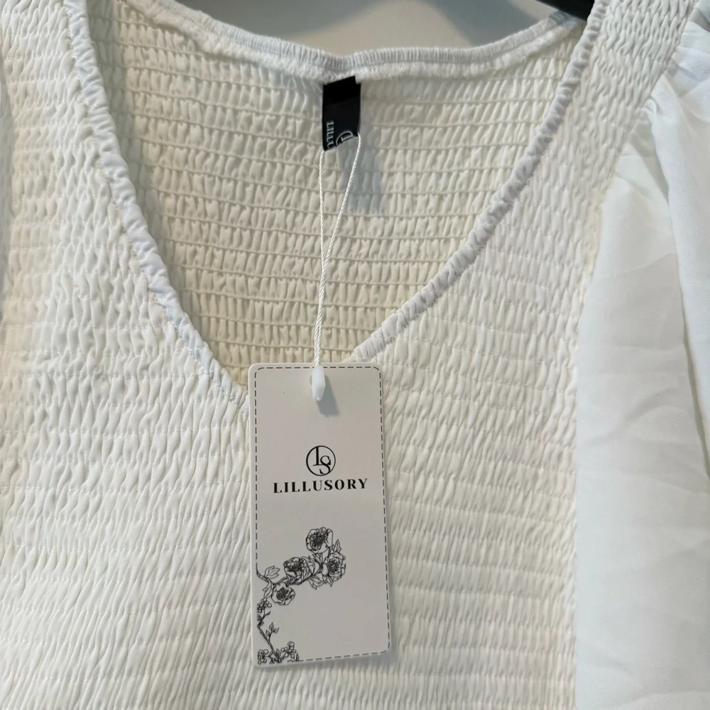 White Dress Size M New With Tags #Lux-G - Picture 4 of 5